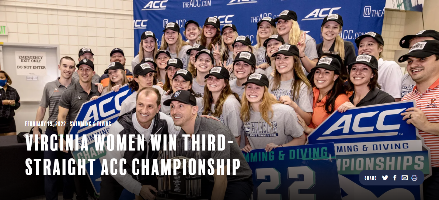 Women's Swimming and Diving team celebrates 3rd consecutive ACC Championship