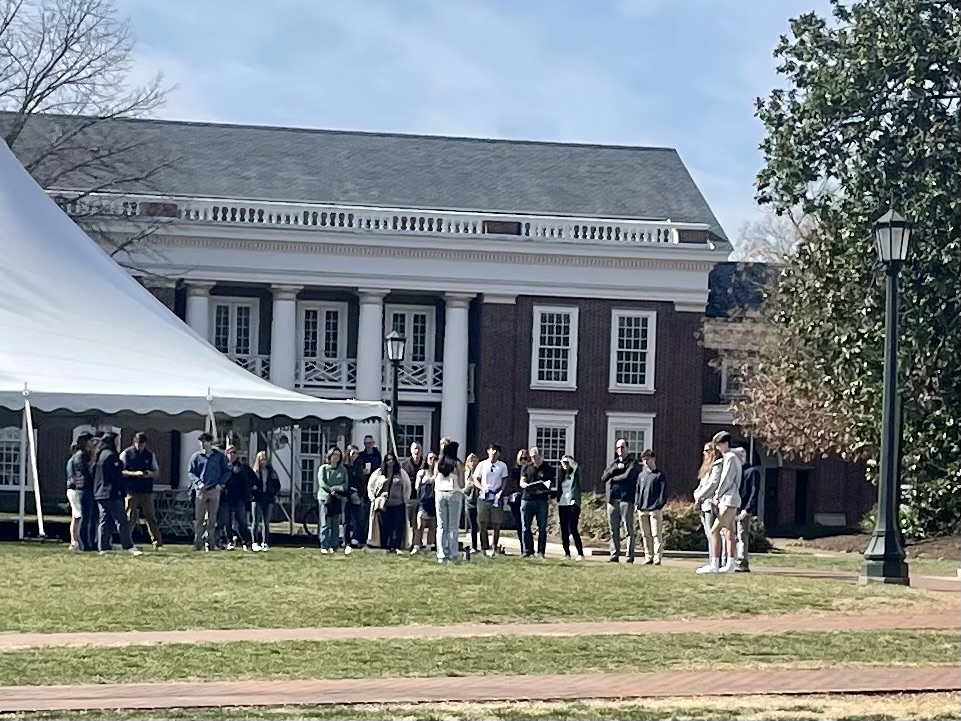 Admission tour group in front of Peabody Hall