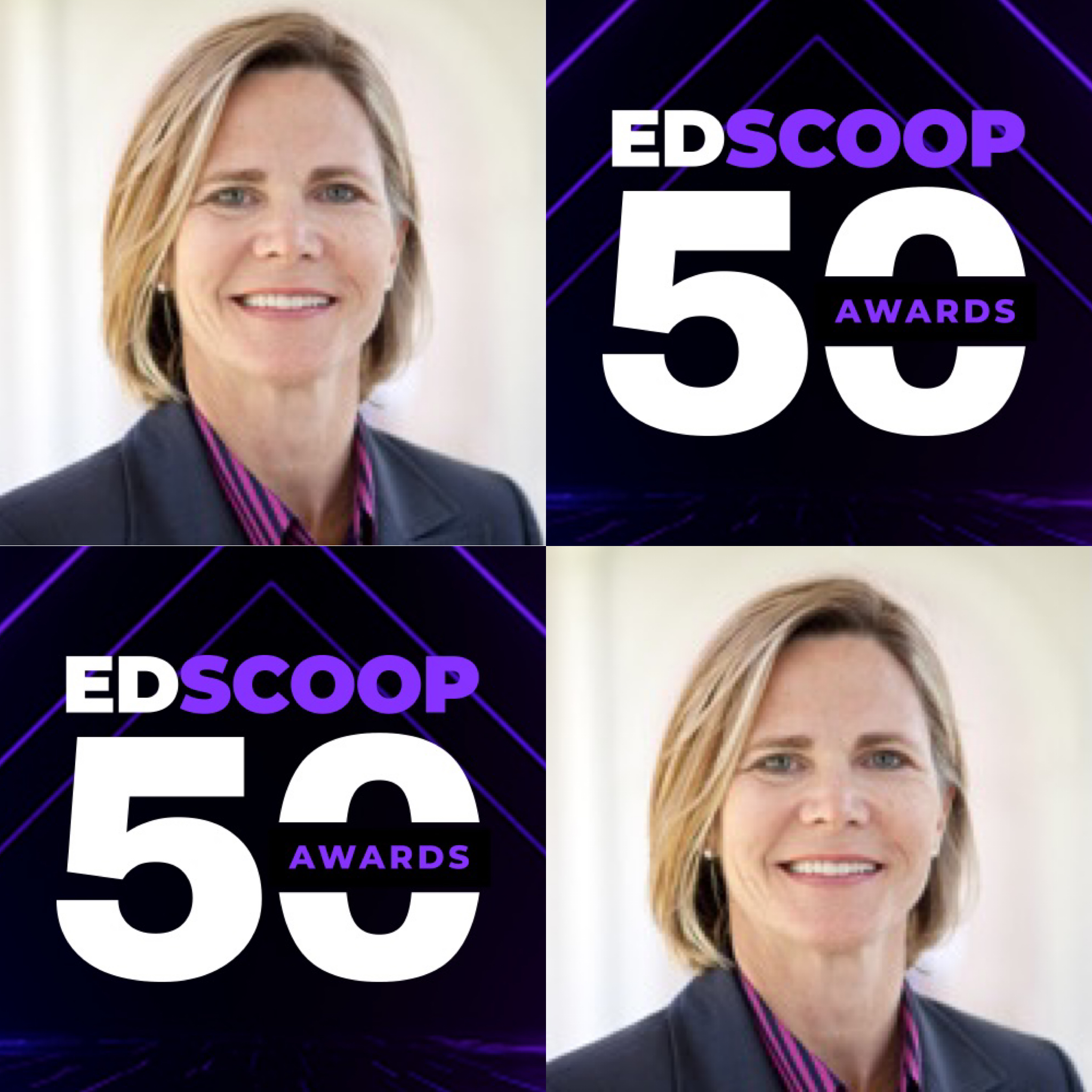 collage with photo of VIrginia Evans and EdScoop 50 Awards logo