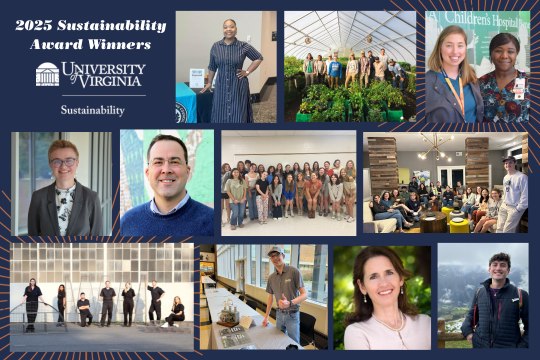 Photo montage featuring portraits and group shots of the 2025 Sustainability Award winners.