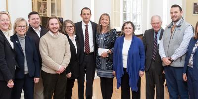 Group photo of JJ Davis with 2024 Sandridge Award Recipients, President Ryan and other UVA leadership